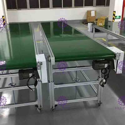 SUS201 สายพานลำเลียงขวดพีวีซีเชิงเส้นแรงเสียดทานต่ำพร้อมมอเตอร์ความเร็ว
