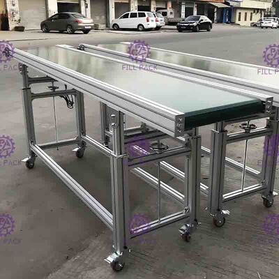 SUS201 สายพานลำเลียงขวดพีวีซีเชิงเส้นแรงเสียดทานต่ำพร้อมมอเตอร์ความเร็ว