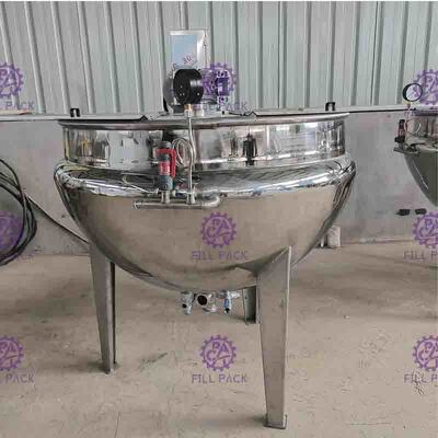 เครื่องทำความร้อนไฟฟ้าสแตนเลสอุตสาหกรรม Steam Jacketed Kettle Tiltable ความจุ 400L