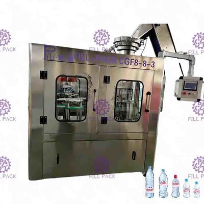 เครื่องบรรจุน้ำขวดเล็กอัตโนมัติ PET 3 In 1 / Monoblock Aspetic 2000ml