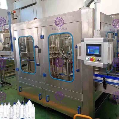 เครื่องบรรจุน้ำดื่มบรรจุขวดอัตโนมัติแบบ 3 in 1 PLC หน้าจอสัมผัส 12 หัว