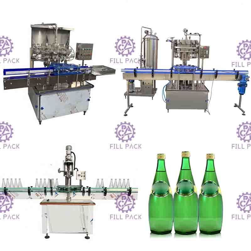 1500BPH เครื่องบรรจุเครื่องดื่มอัดลมอัตโนมัติ 2L ขวดแก้วฝาอลูมิเนียมเครื่องดื่ม Line