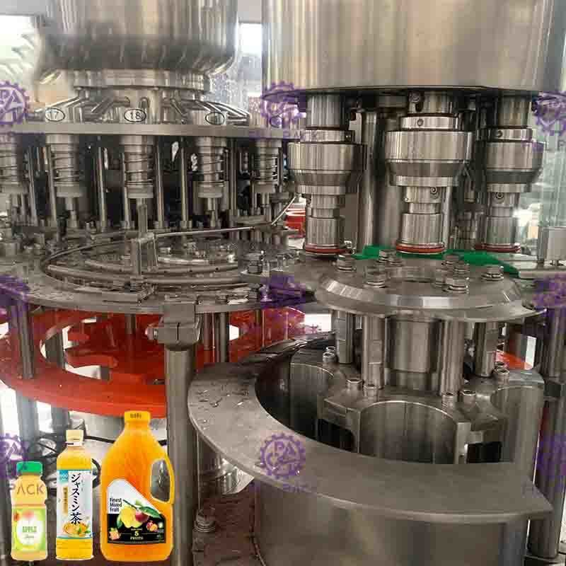 เครื่องบรรจุน้ำร้อนอัตโนมัติขวดพลาสติกขนาดเล็ก 3 ใน 1 / สายการผลิต / โรงงานบรรจุขวด