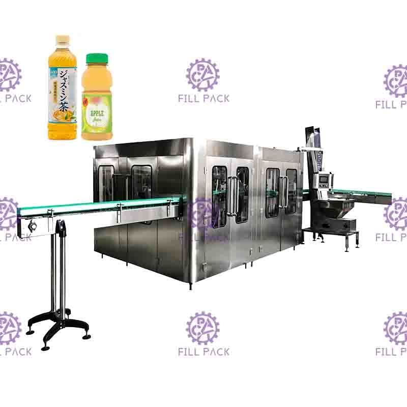 เครื่องบรรจุน้ำผลไม้อัตโนมัติ 4 ใน 1 ขวด PET Monoblock Pulp Fruit Granule